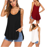 Casual U-neck Elegant Double Sling, Hollow Outfit Top T-shirt