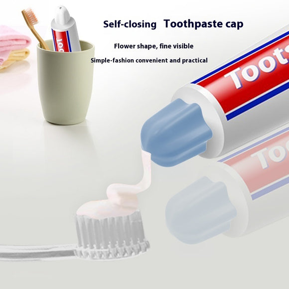 Flower Toothpaste Dispenser, Dustproof Multipurpose Silicone Cap (Pack of 4)