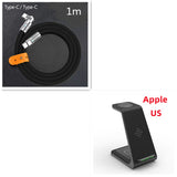 3 in 1 Fast Charging Station Wireless Charger Stand, Wireless Quick Charge Dock Phone Holder