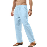 Men's Solid Color Cotton and Linen Trousers, Slim Casual Pants