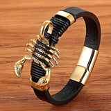 Scorpion Leather Woven Bracelet for Men