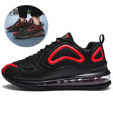 Casual Air Cushion Black Shoes, Men's Outdoor Breathable  Lace-up Running Sports Sneakers