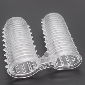 Double Finger Stall Buckle Set Particle Barbed Crystal Exotic Condom Sleeves