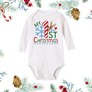 Christmas Newborn Baby White Long Sleeves Jumpsuit