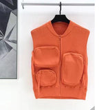 Men and Women's Workwear Vests, Sleeveless Casual Multi-pocket Slim Clothing