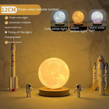 Creative 3D Magnetic Floating Levitating Moon Lamp, Touch Control 3 Color Moon Lunar Night Light for Home Office Room Decor