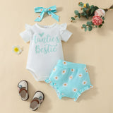 Summer Girls' Letter Printing, Onesie Small Chrysanthemum Printing, Children's Suit