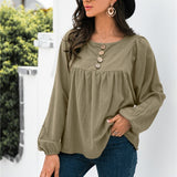 Autumn New Button Loose Top for Women