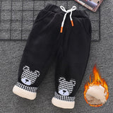 Baby boys girls three layer plus velvet winter thick cotton pants