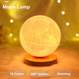 Creative 3D Magnetic Floating Levitating Moon Lamp, Touch Control 3 Color Moon Lunar Night Light for Home Office Room Decor