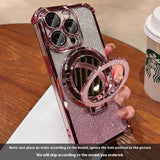 Applicable to iPhone 15 and iPhone 16, Glitter Folding Bracket Protective Cover, Drop-resistant Case