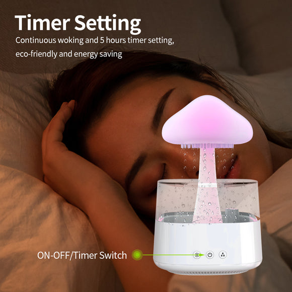 USB Humidifier Water Drip Mushroom Rain Cloud Diffuser Water Drop Sound Aroma Lamp for Home