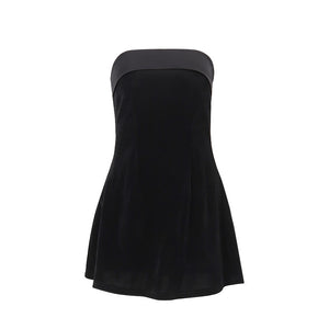 INS Slim Tube-top Dress, Fashion Zipper A-line Short Dresses, Party Evening Clothing for Women