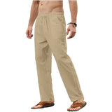 Men's Solid Color Cotton and Linen Trousers, Slim Casual Pants