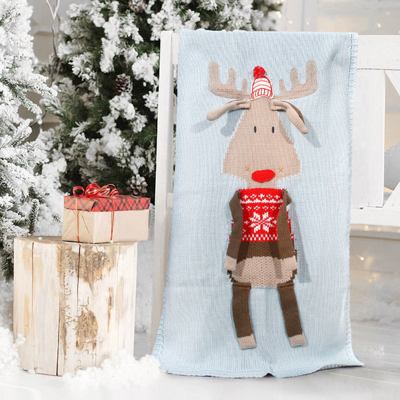 Three-dimensional Elk Children's Knitted Blanket