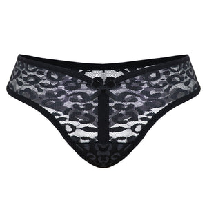 New Low-waist Lace Thongs, Ladies' Sexy Transparent Leopard Print Underwear (Pack of 2)