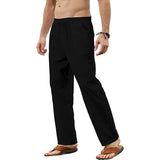 Men's Solid Color Cotton and Linen Trousers, Slim Casual Pants