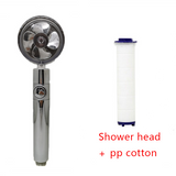 Shower Head Water Saving Flow 360 Degrees Rotating with Small Fan ABS Rain High Pressure Spray Nozzle