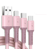 3 in 1 Liquid Silicone 5A Super Fast Charge Cable, Micro USB Type C Cable Charging Wire