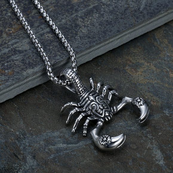 Gothic Vintage Stainless Steel, Scorpion Pendant Necklace