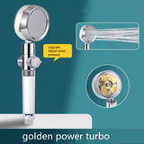 Shower Head Water Saving Flow 360 Degrees Rotating with Small Fan ABS Rain High Pressure Spray Nozzle