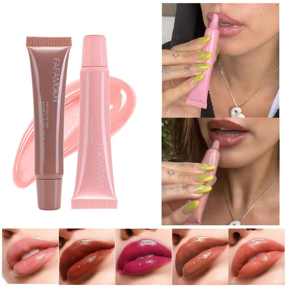 Glossy Lip Glaze, Waterproof Long Lasting Lip Gloss, Glossy Mirror Tea Red Liquid Lipstick, Doodle Lip Korean Makeup