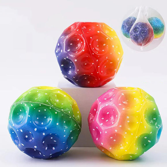 Colorful Hole Soft Bouncy Ball, Anti-fall Moon Shape Porous Bouncy Ball, Kids' Indoor Toys, Ergonomic Design Elastic Ball