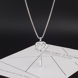 Stainless Steel Necklaces, Sweet Heart Key Pendants Choker Chain, Korean Fashion Jewelry for Women