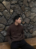 Henry Collar Round Neck Old Money Style Sweater for Men