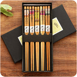 Bamboo Chopsticks, Five Pairs Family Portable Tableware