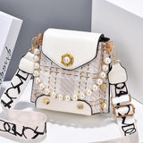 Women's Crossbody Bag, Girls' Cute Princess Wallet, Classic Shoulder Summer Pearl Chain Phone Bag