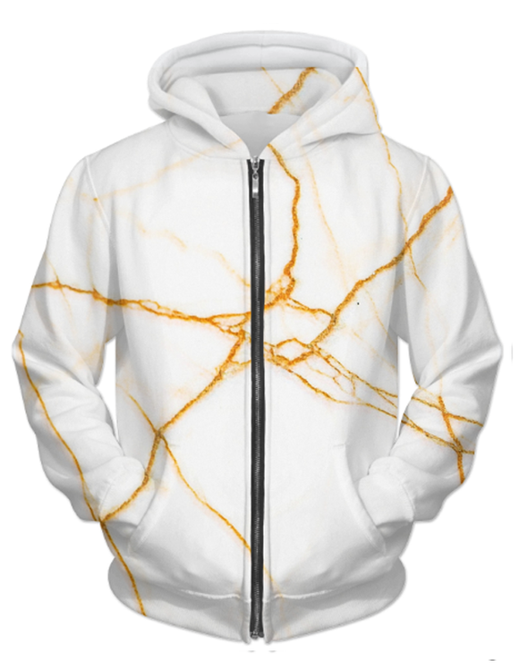 Gold and Marble Unisex Zip Hoodie