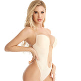 Deep V-neck Body Shaper, Backless U-plunge Thong, Waist Trainer, Clear Strap Padded Corset